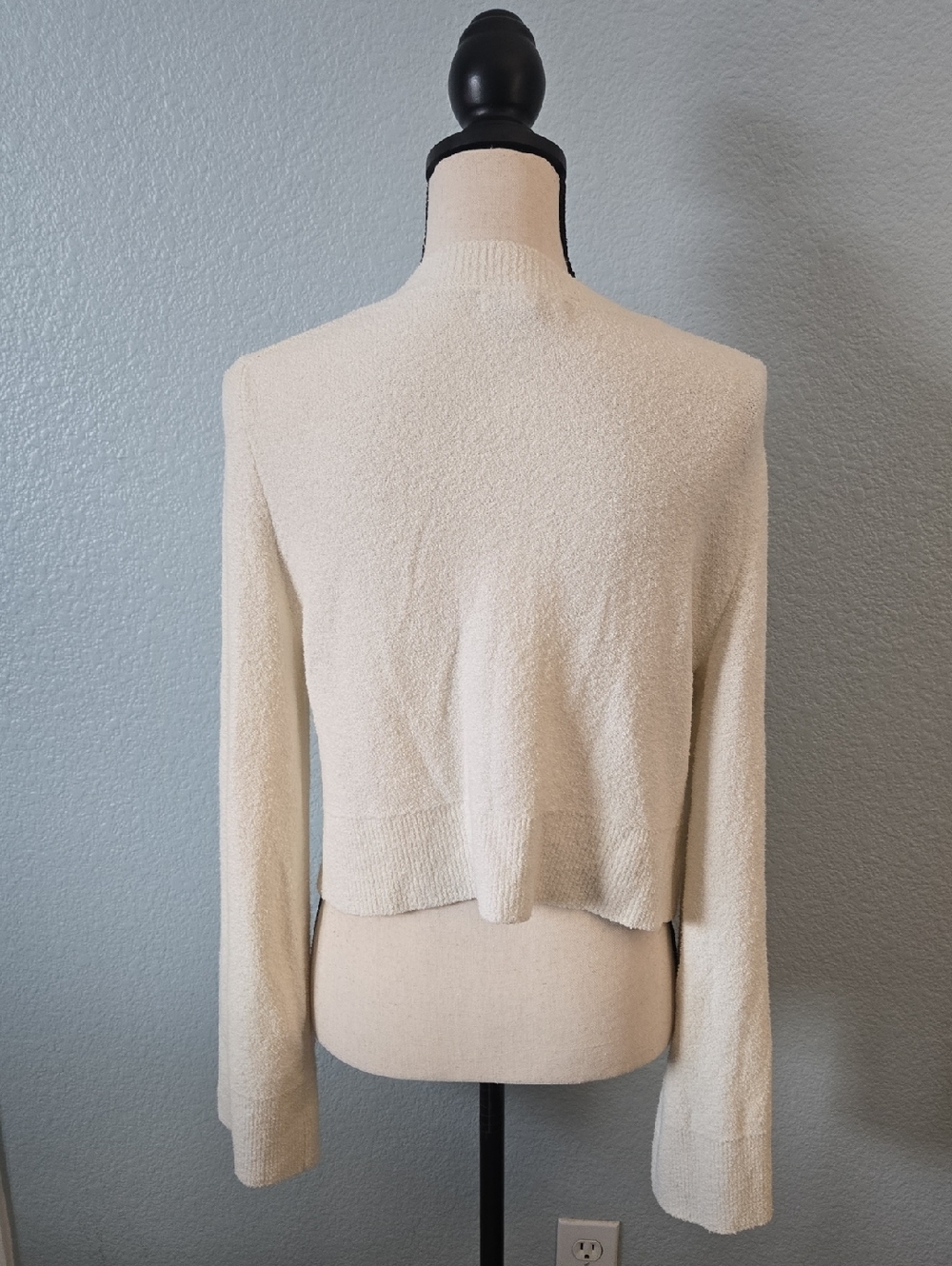 BANANA REPUBLIC Larkspur Cotton-Silk Flare-Sleeve Cardigan Cream Sz Medium - Picture 10 of 11